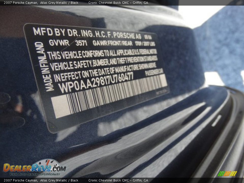 2007 Porsche Cayman Atlas Grey Metallic / Black Photo #25