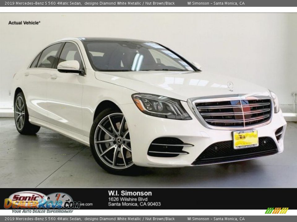 2019 Mercedes-Benz S 560 4Matic Sedan designo Diamond White Metallic / Nut Brown/Black Photo #1