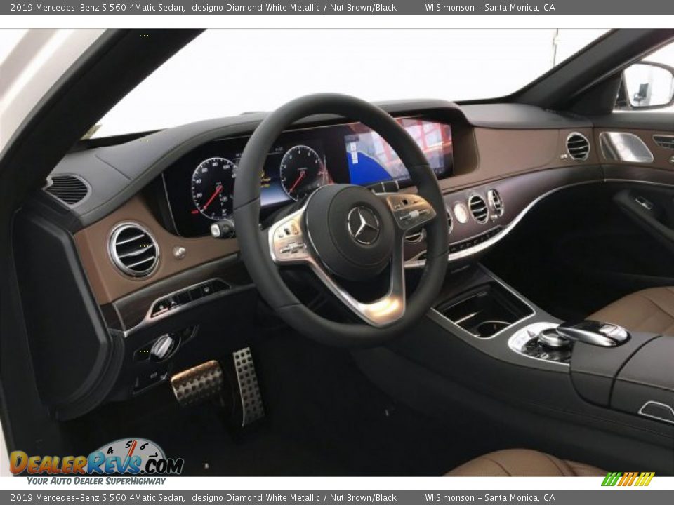 2019 Mercedes-Benz S 560 4Matic Sedan designo Diamond White Metallic / Nut Brown/Black Photo #4