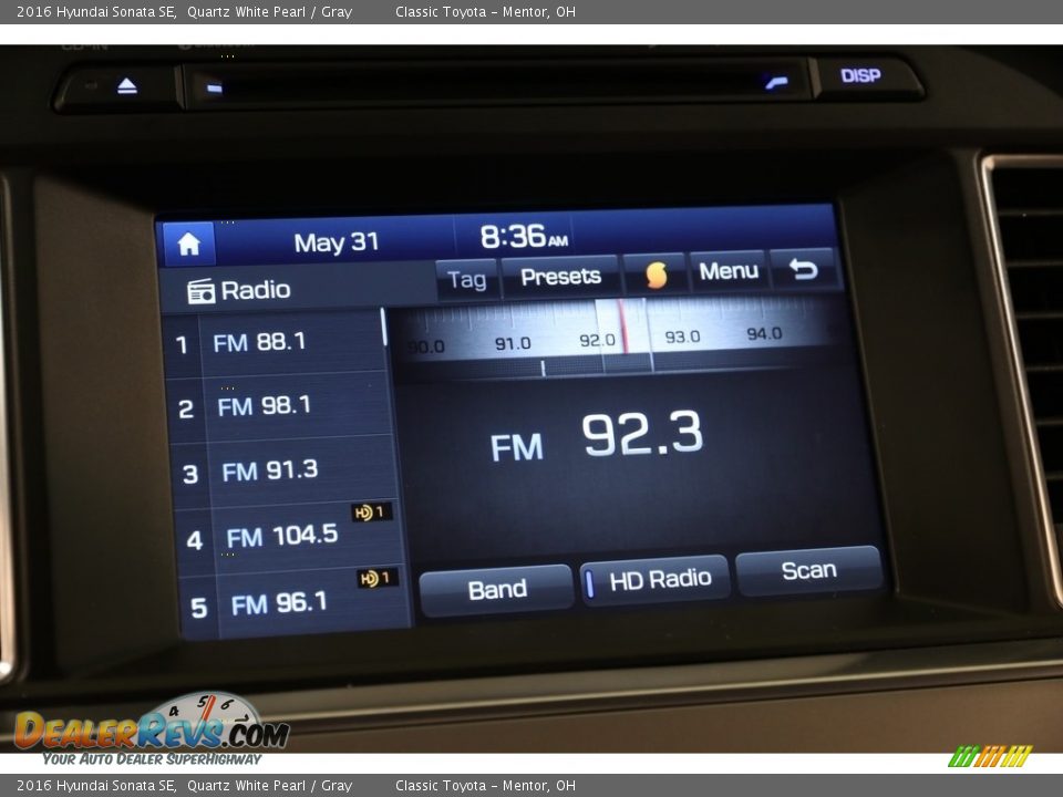 2016 Hyundai Sonata SE Quartz White Pearl / Gray Photo #9