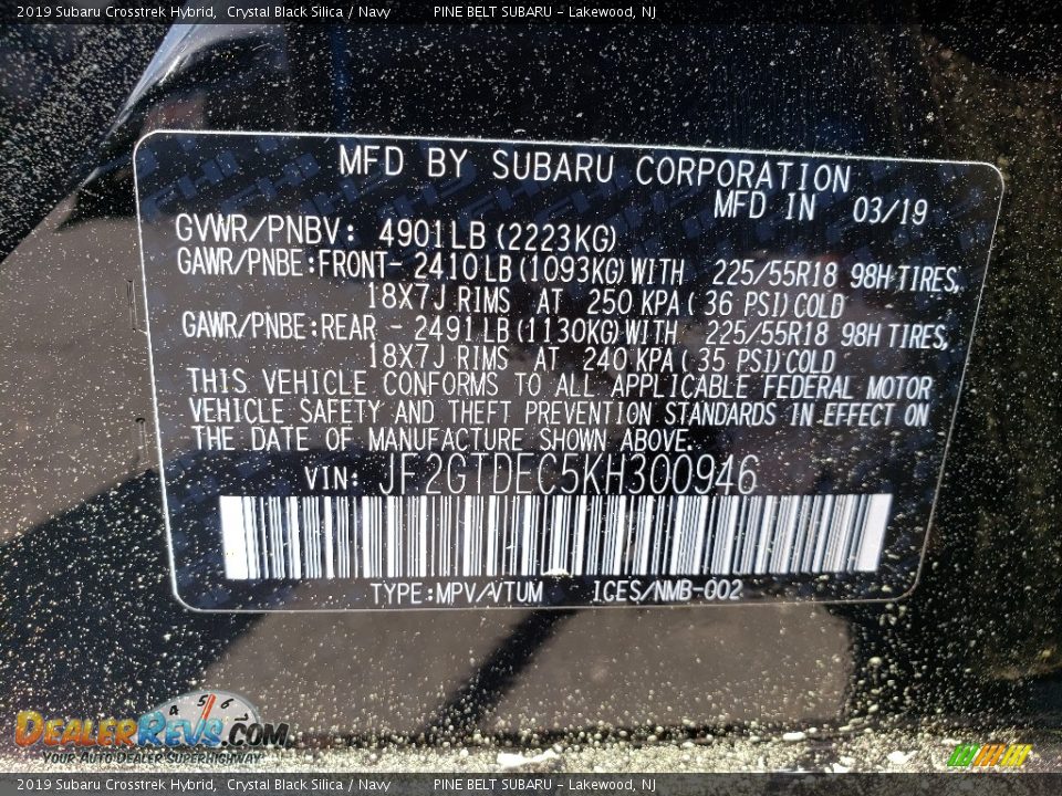 2019 Subaru Crosstrek Hybrid Crystal Black Silica / Navy Photo #10