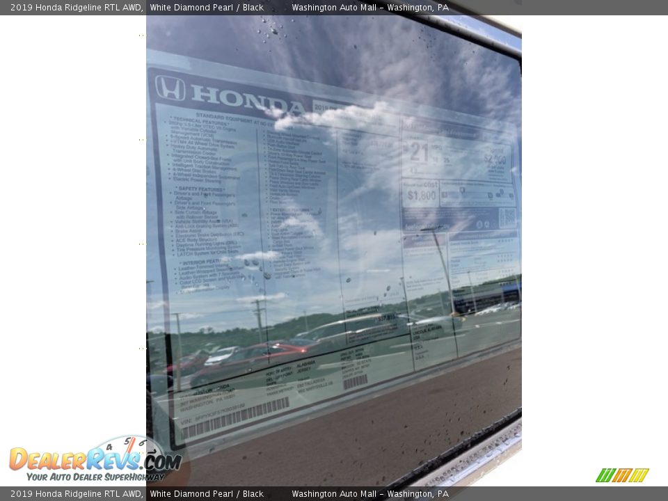 2019 Honda Ridgeline RTL AWD White Diamond Pearl / Black Photo #15