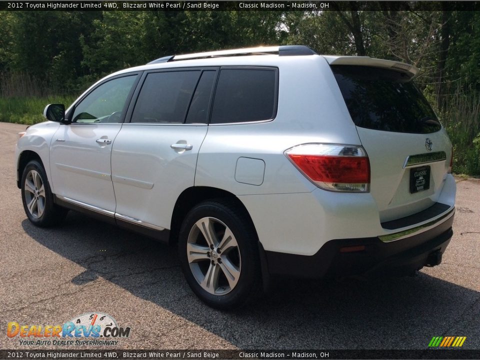 2012 Toyota Highlander Limited 4WD Blizzard White Pearl / Sand Beige Photo #3