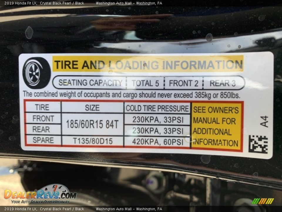 2019 Honda Fit LX Crystal Black Pearl / Black Photo #8