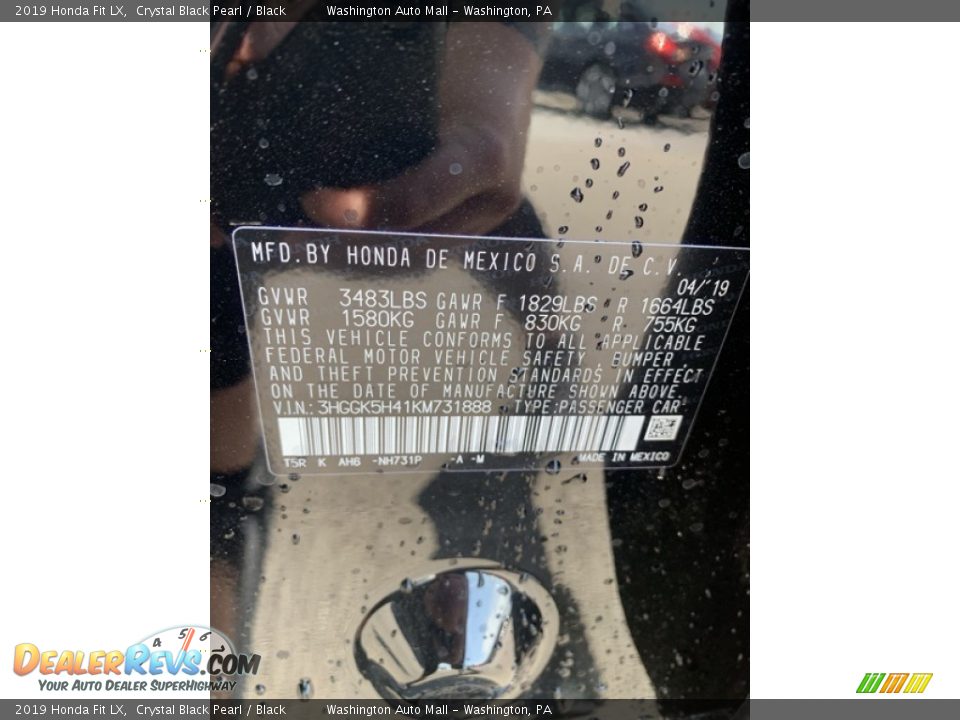 2019 Honda Fit LX Crystal Black Pearl / Black Photo #9