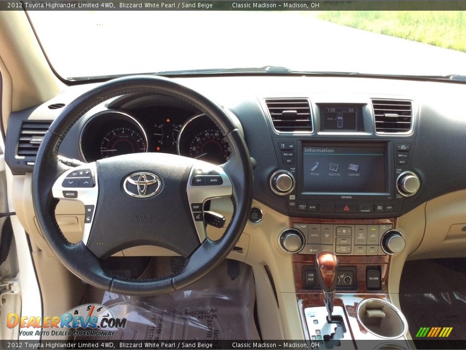 2012 Toyota Highlander Limited 4WD Blizzard White Pearl / Sand Beige Photo #18