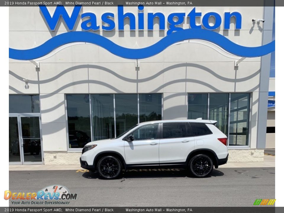 2019 Honda Passport Sport AWD White Diamond Pearl / Black Photo #1