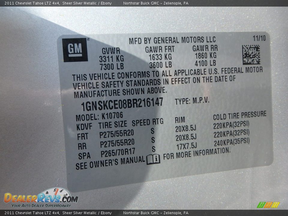2011 Chevrolet Tahoe LTZ 4x4 Sheer Silver Metallic / Ebony Photo #23