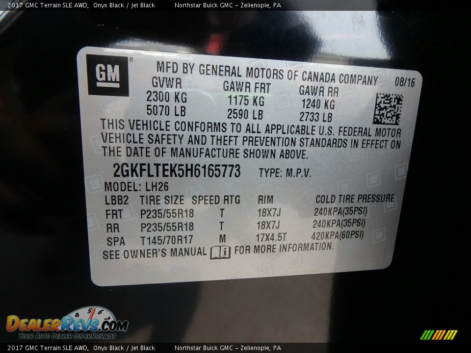 2017 GMC Terrain SLE AWD Onyx Black / Jet Black Photo #21