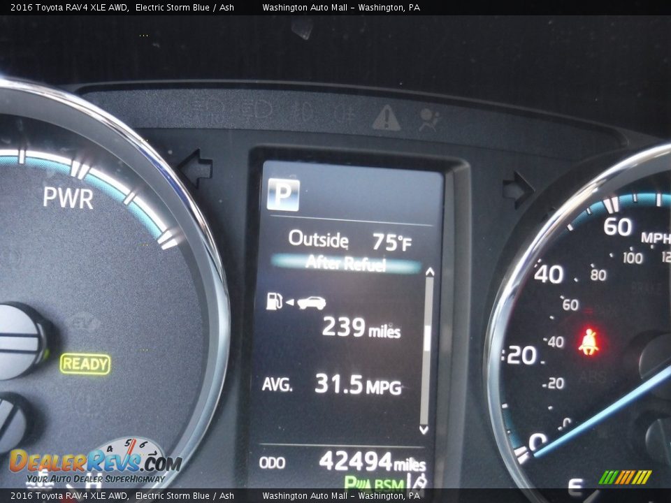 2016 Toyota RAV4 XLE AWD Electric Storm Blue / Ash Photo #28