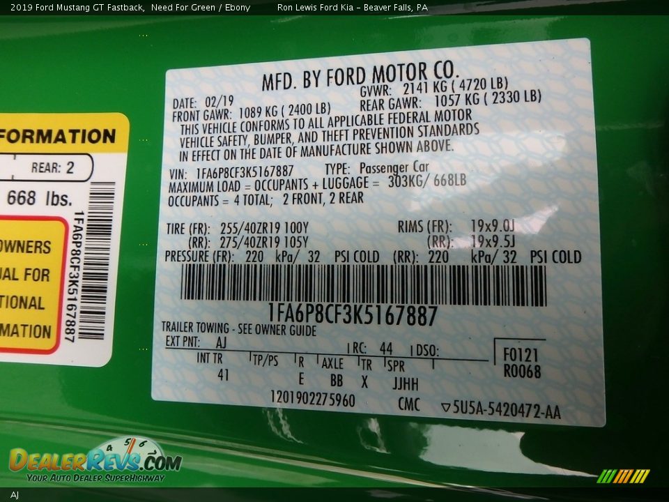 Ford Color Code AJ Need For Green