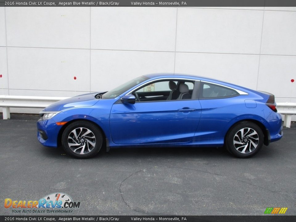 2016 Honda Civic LX Coupe Aegean Blue Metallic / Black/Gray Photo #2