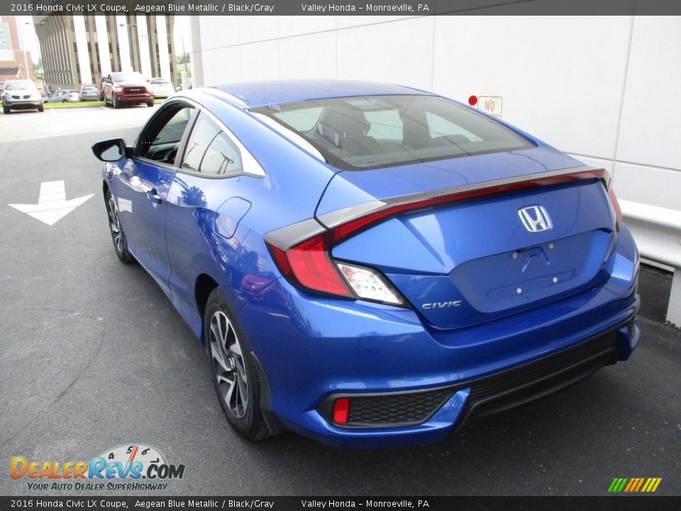 2016 Honda Civic LX Coupe Aegean Blue Metallic / Black/Gray Photo #3