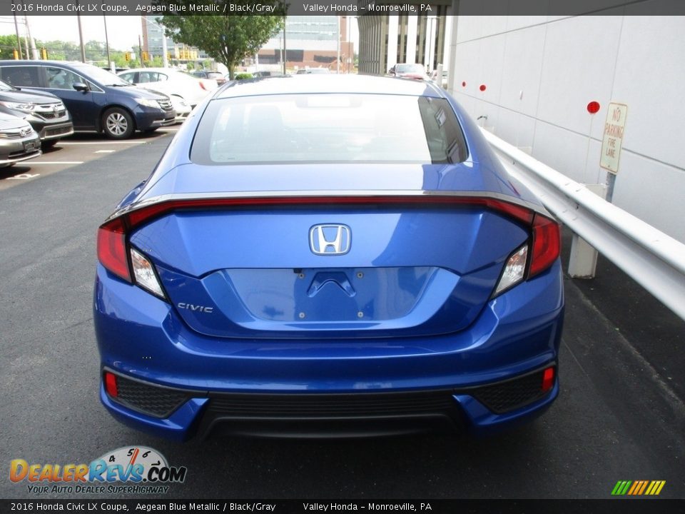 2016 Honda Civic LX Coupe Aegean Blue Metallic / Black/Gray Photo #4