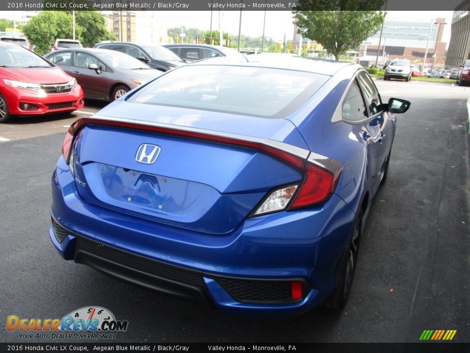2016 Honda Civic LX Coupe Aegean Blue Metallic / Black/Gray Photo #5