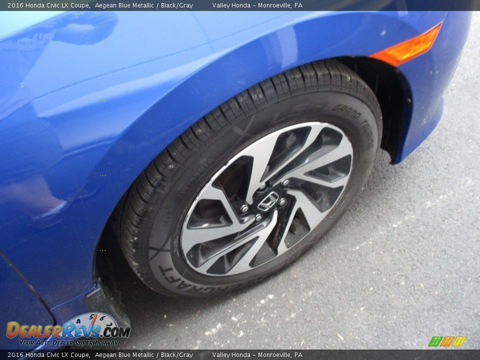 2016 Honda Civic LX Coupe Aegean Blue Metallic / Black/Gray Photo #6
