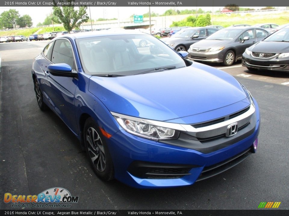 2016 Honda Civic LX Coupe Aegean Blue Metallic / Black/Gray Photo #7