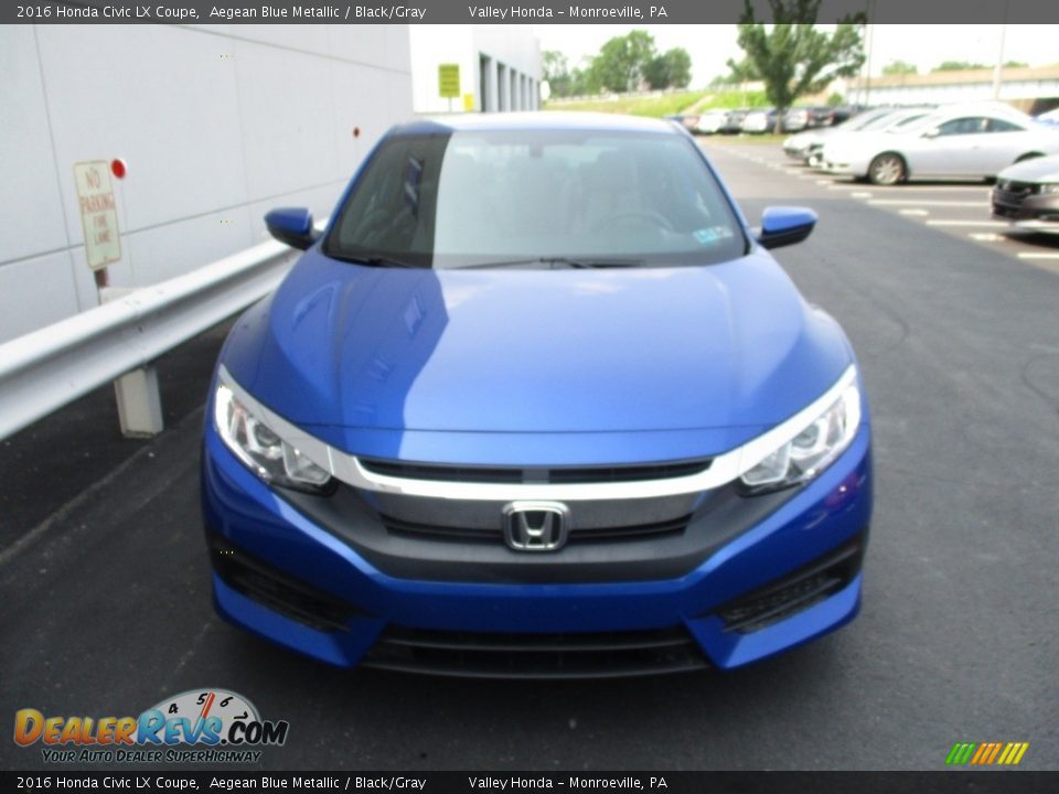 2016 Honda Civic LX Coupe Aegean Blue Metallic / Black/Gray Photo #8