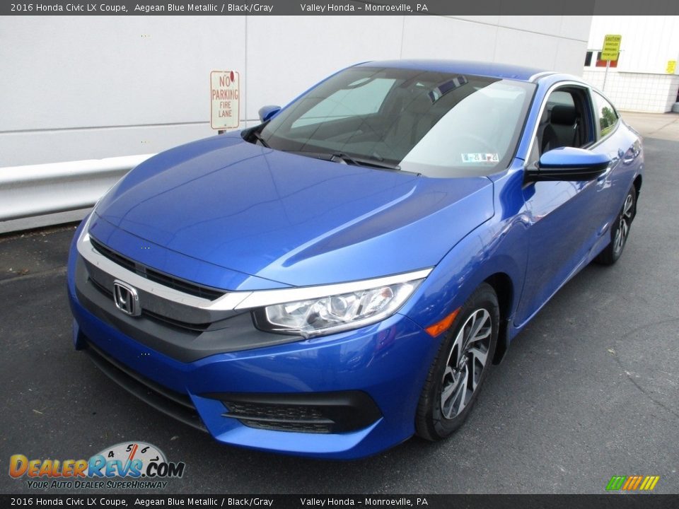 2016 Honda Civic LX Coupe Aegean Blue Metallic / Black/Gray Photo #9