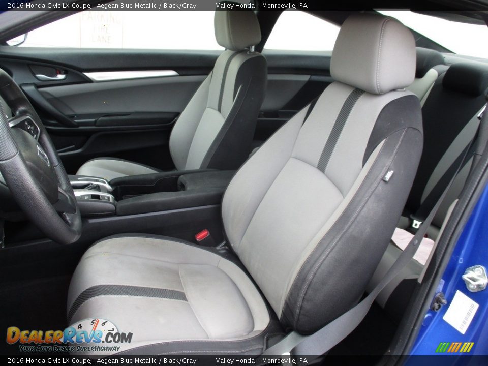 2016 Honda Civic LX Coupe Aegean Blue Metallic / Black/Gray Photo #11