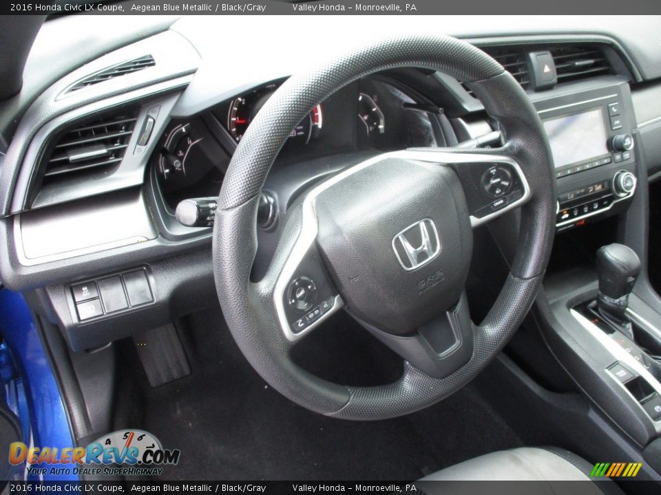 2016 Honda Civic LX Coupe Aegean Blue Metallic / Black/Gray Photo #13