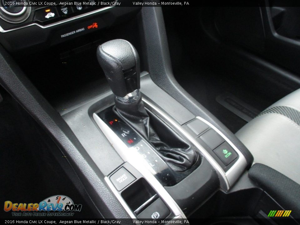 2016 Honda Civic LX Coupe Aegean Blue Metallic / Black/Gray Photo #14