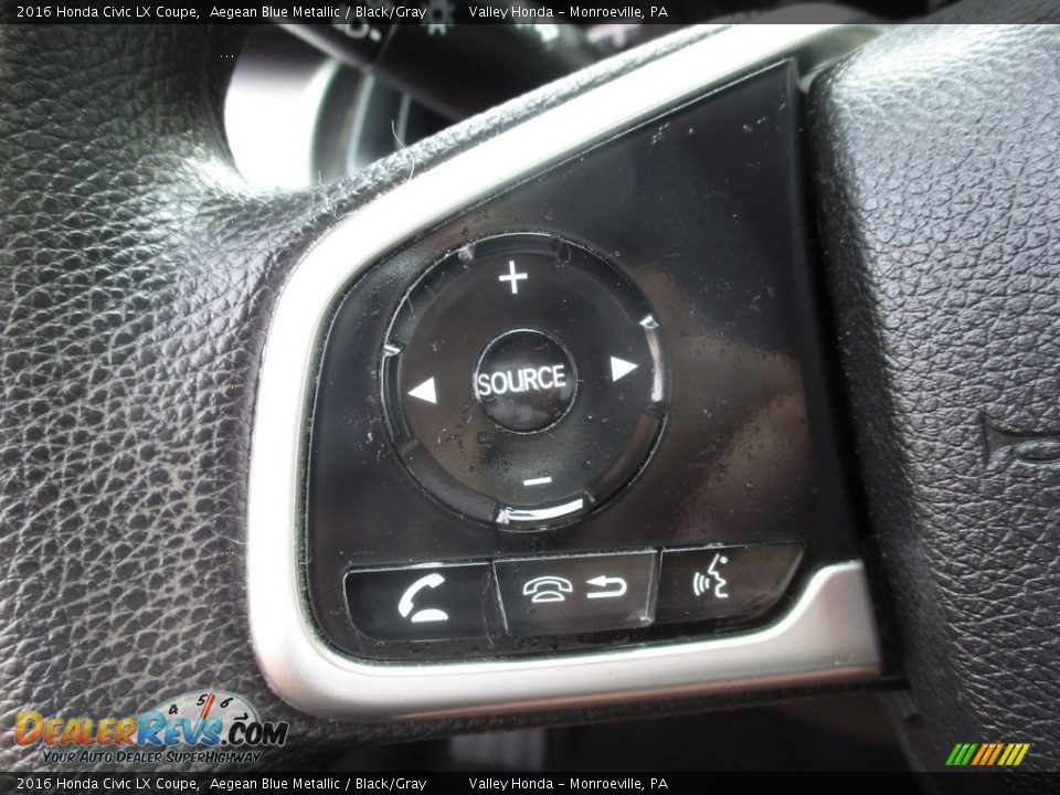 2016 Honda Civic LX Coupe Aegean Blue Metallic / Black/Gray Photo #17