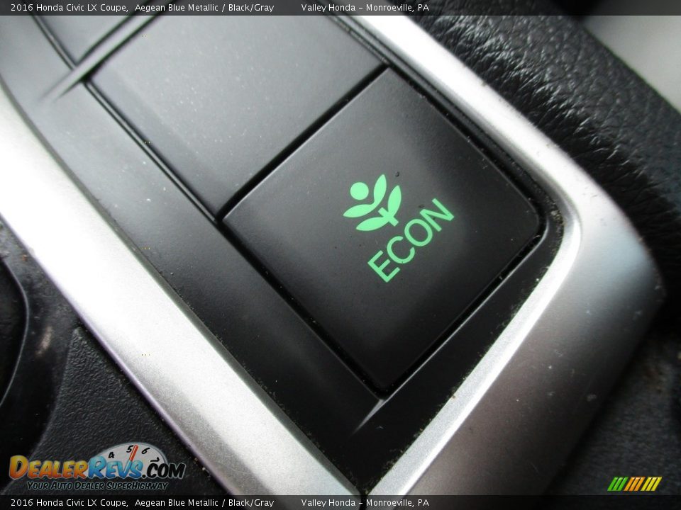 2016 Honda Civic LX Coupe Aegean Blue Metallic / Black/Gray Photo #18