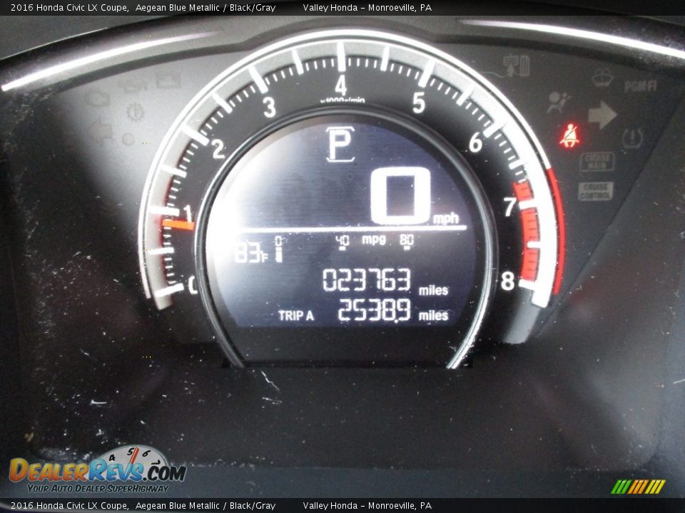 2016 Honda Civic LX Coupe Aegean Blue Metallic / Black/Gray Photo #20