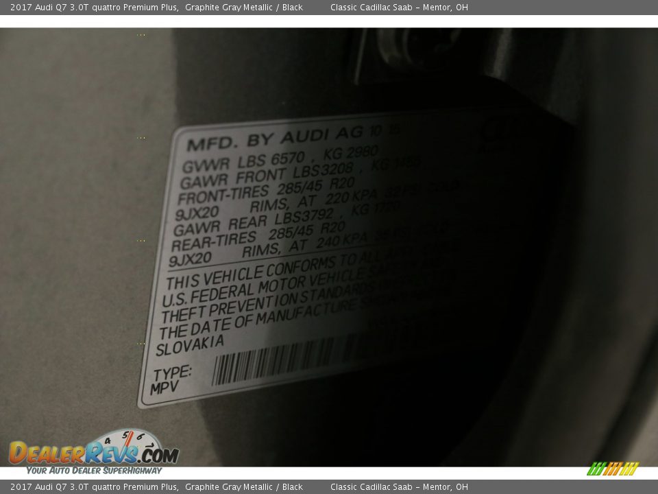 2017 Audi Q7 3.0T quattro Premium Plus Graphite Gray Metallic / Black Photo #32