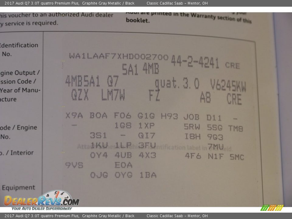 2017 Audi Q7 3.0T quattro Premium Plus Graphite Gray Metallic / Black Photo #33