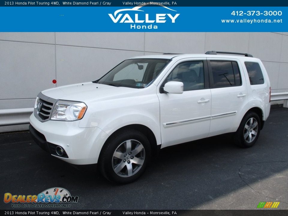 2013 Honda Pilot Touring 4WD White Diamond Pearl / Gray Photo #1