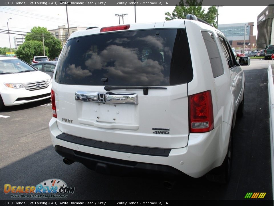 2013 Honda Pilot Touring 4WD White Diamond Pearl / Gray Photo #5