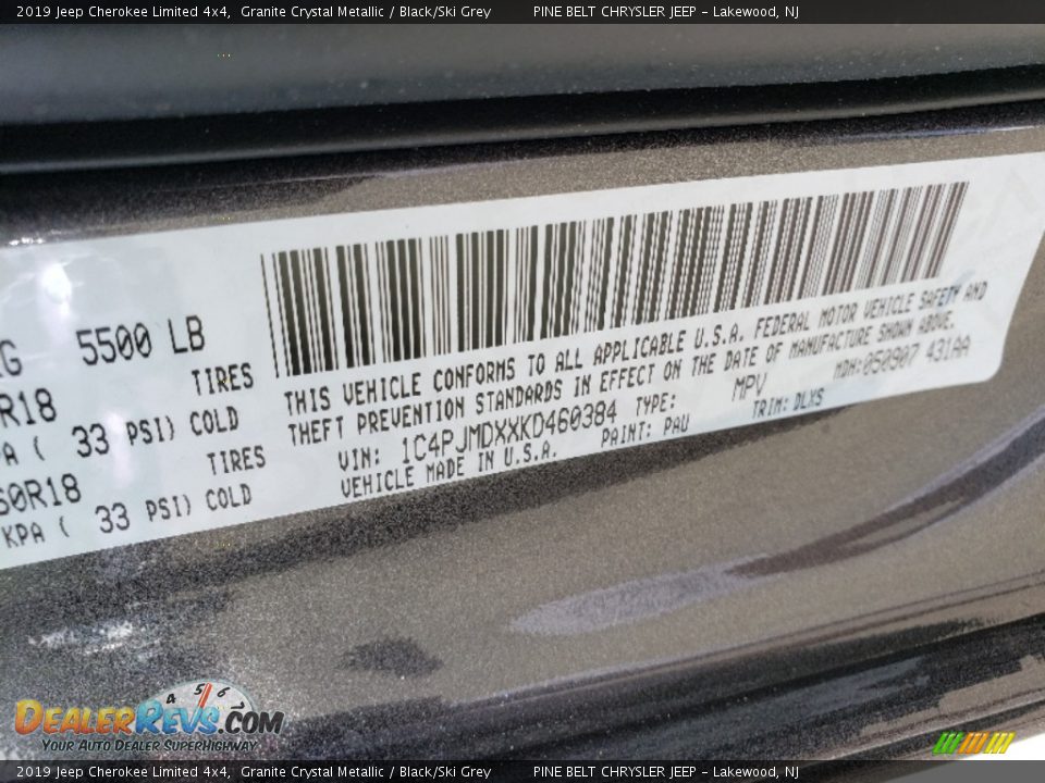 2019 Jeep Cherokee Limited 4x4 Granite Crystal Metallic / Black/Ski Grey Photo #9