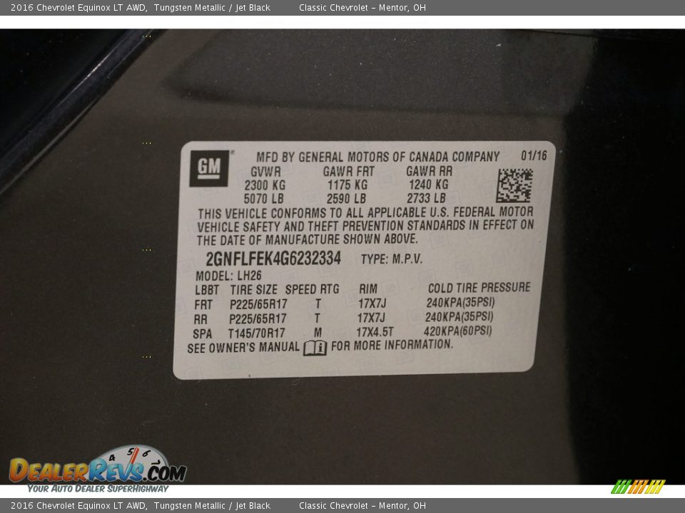 2016 Chevrolet Equinox LT AWD Tungsten Metallic / Jet Black Photo #18
