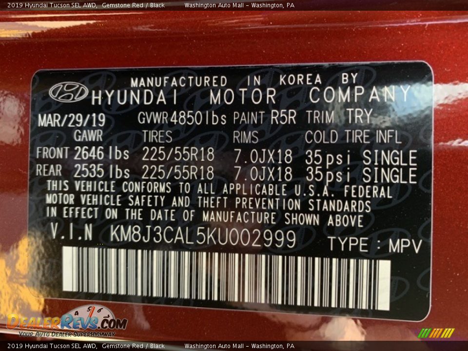 2019 Hyundai Tucson SEL AWD Gemstone Red / Black Photo #10