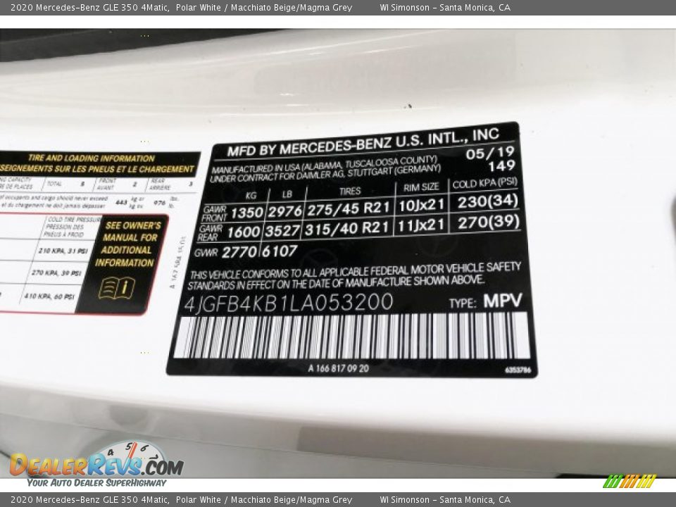 2020 Mercedes-Benz GLE 350 4Matic Polar White / Macchiato Beige/Magma Grey Photo #11