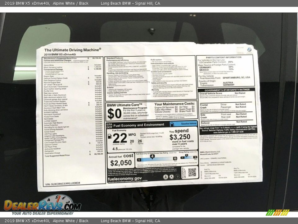 2019 BMW X5 xDrive40i Alpine White / Black Photo #11