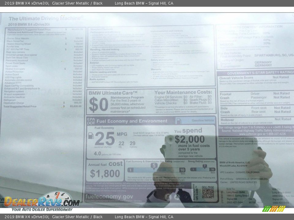 2019 BMW X4 xDrive30i Glacier Silver Metallic / Black Photo #11