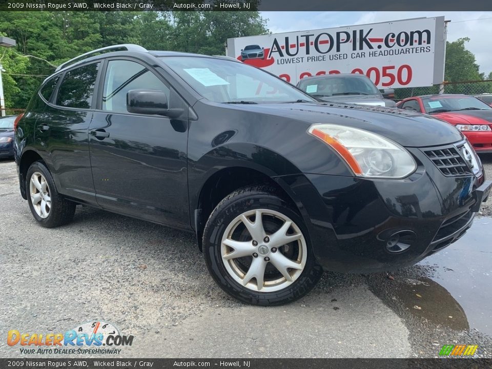 2009 Nissan Rogue S AWD Wicked Black / Gray Photo #1