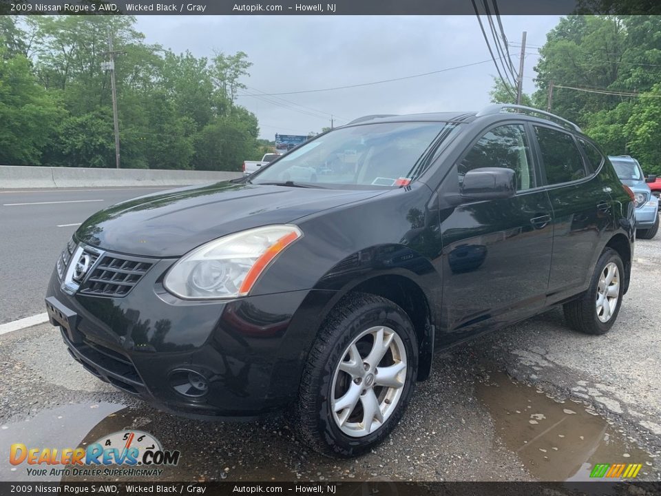 2009 Nissan Rogue S AWD Wicked Black / Gray Photo #7