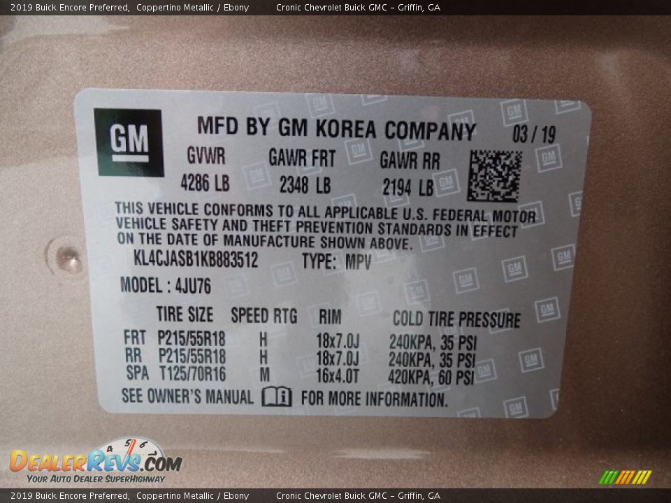 2019 Buick Encore Preferred Coppertino Metallic / Ebony Photo #28