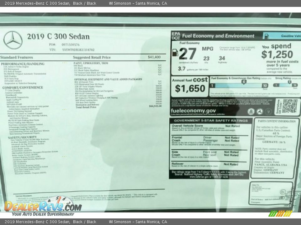 2019 Mercedes-Benz C 300 Sedan Black / Black Photo #10