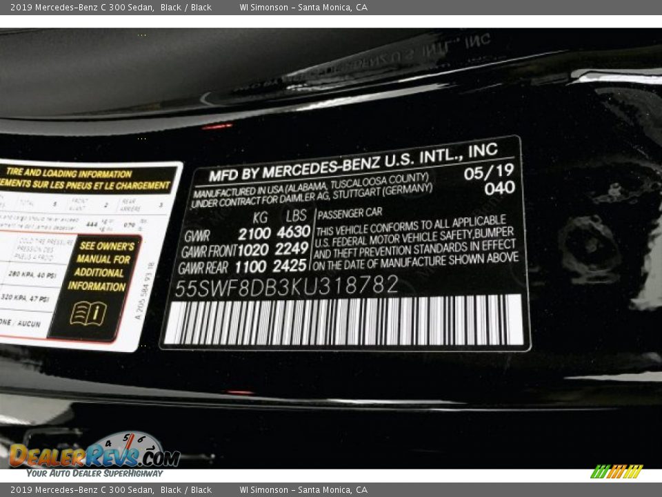 2019 Mercedes-Benz C 300 Sedan Black / Black Photo #11