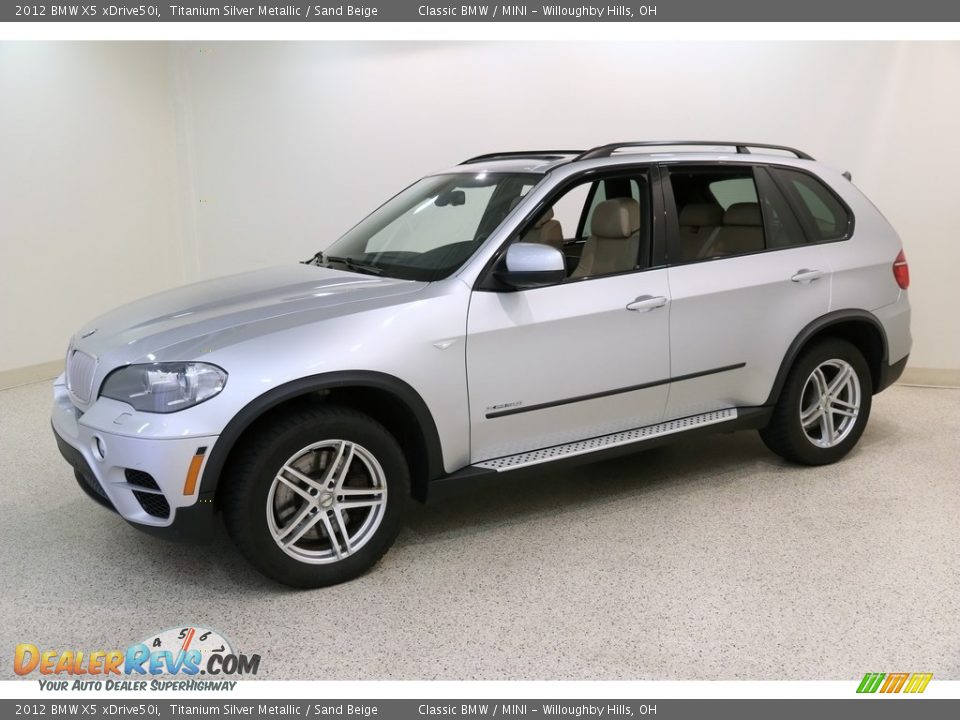 2012 BMW X5 xDrive50i Titanium Silver Metallic / Sand Beige Photo #3