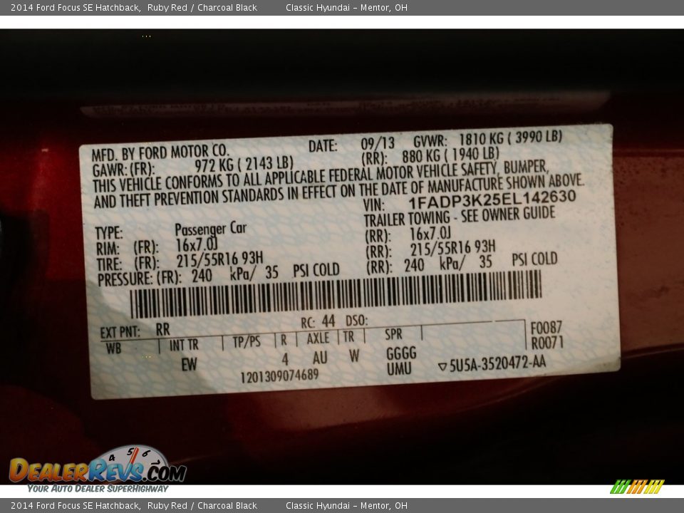 2014 Ford Focus SE Hatchback Ruby Red / Charcoal Black Photo #19