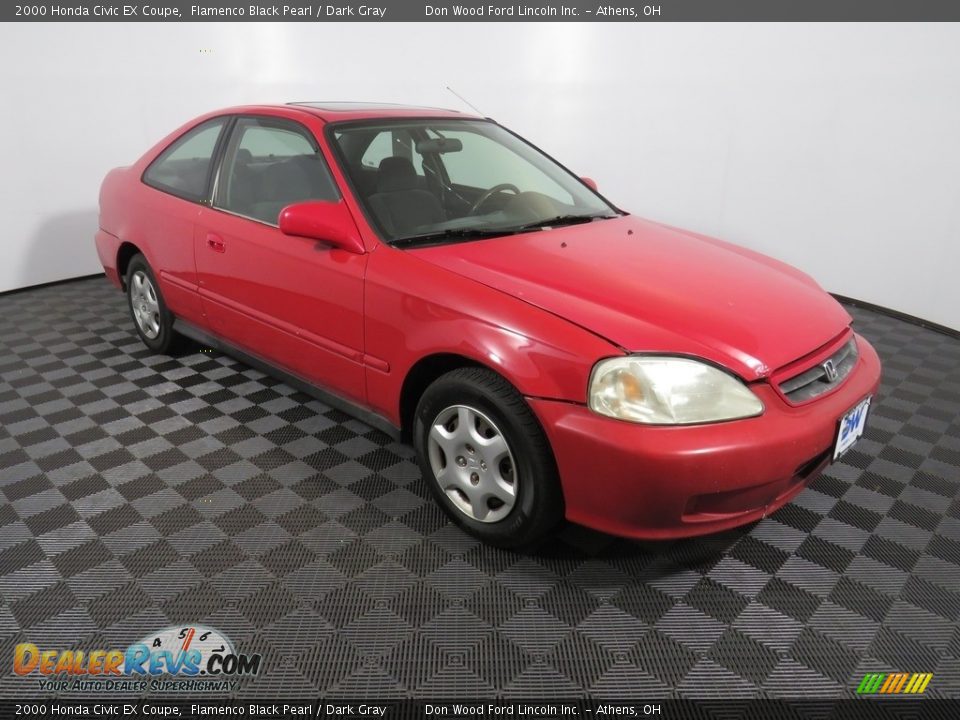 2000 Honda Civic EX Coupe Flamenco Black Pearl / Dark Gray Photo #2