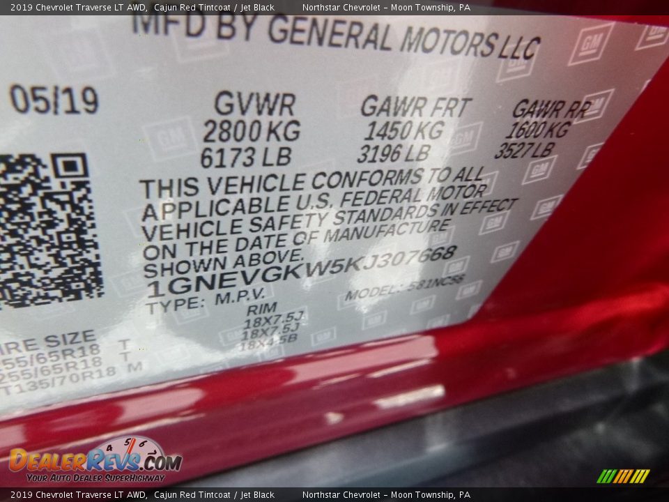2019 Chevrolet Traverse LT AWD Cajun Red Tintcoat / Jet Black Photo #17