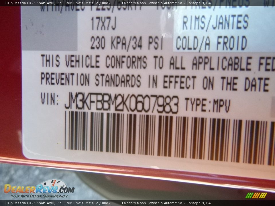 2019 Mazda CX-5 Sport AWD Soul Red Crystal Metallic / Black Photo #12