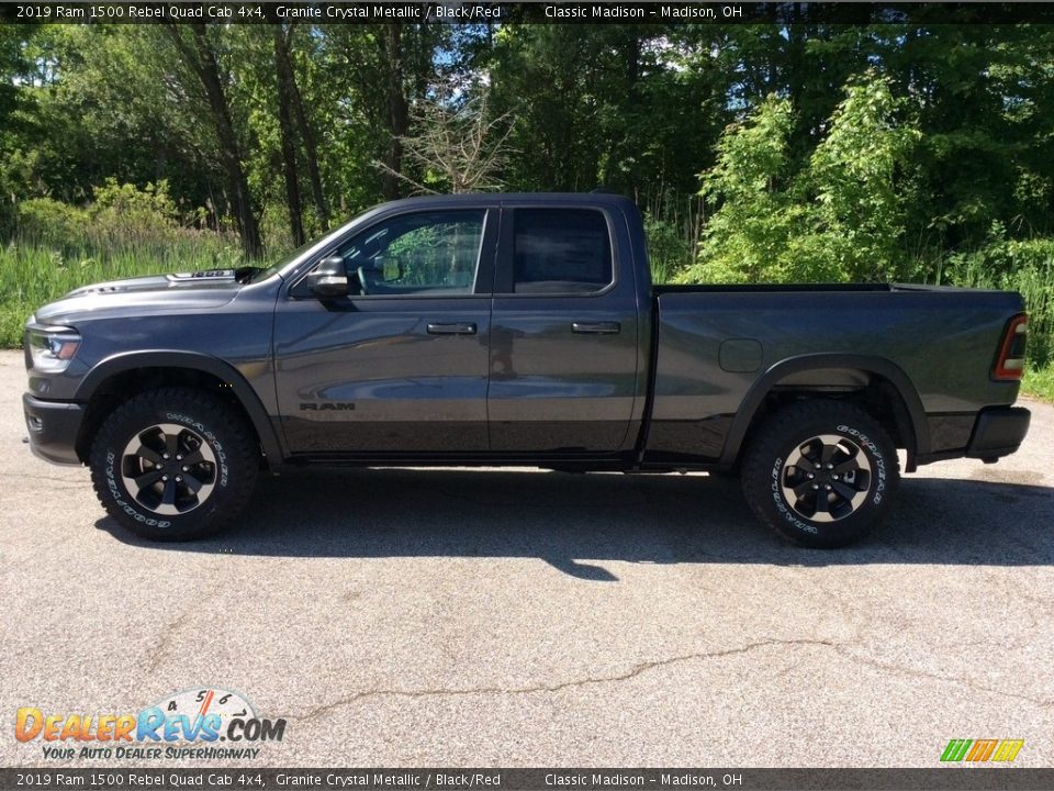 2019 Ram 1500 Rebel Quad Cab 4x4 Granite Crystal Metallic / Black/Red Photo #3